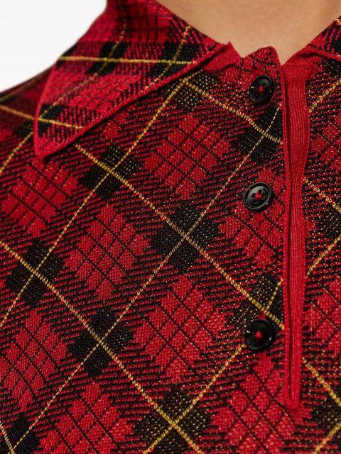 Alexander McQueen argyle button polo top - Red