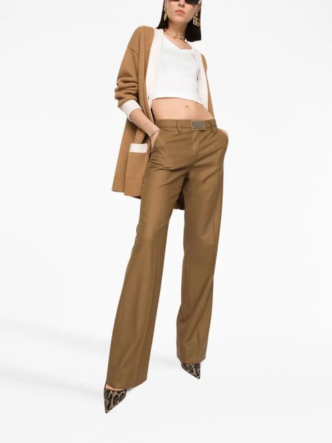 Dolce & Gabbana logo-plaque straight-leg trousers - Brown