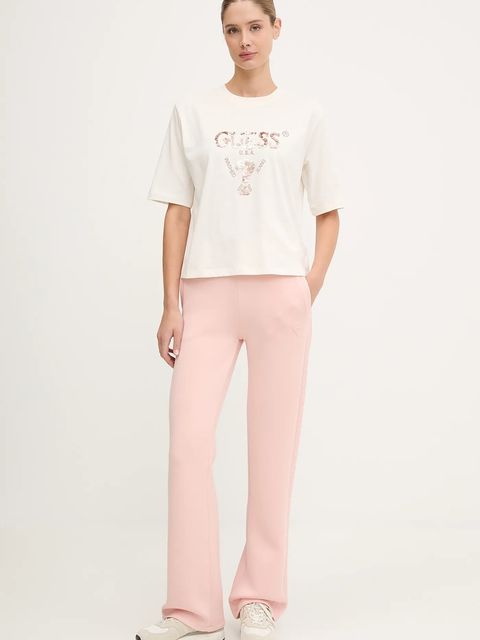 Guess t-shirt bawełniany AURLIE damski kolor beżowy V4YI06 I3Z14 - zdjęcie produktu nr 2