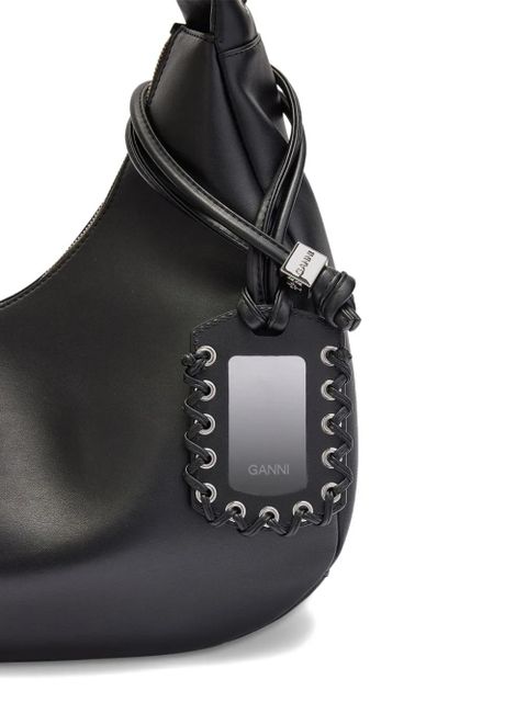 GANNI Hobo medium laces shoulder bag - Black