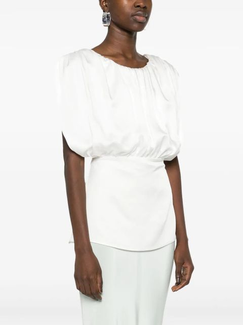 Jil Sander ruched-detailed sleeveless blouse - White
