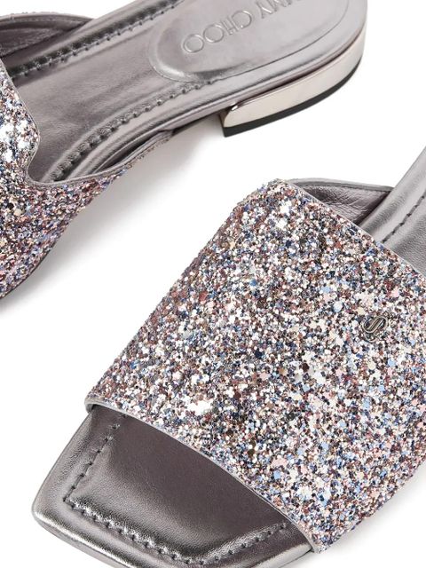 Jimmy Choo Nako glitter logo strap sandals - Silver