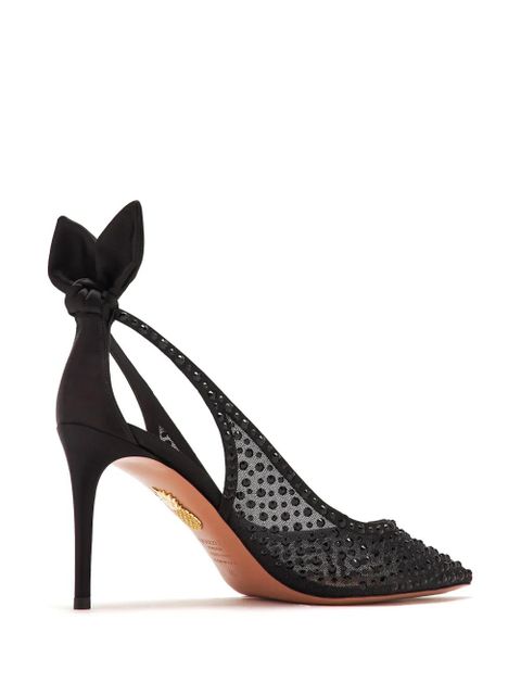 Aquazzura 85mm crystal-embellished pumps - Black