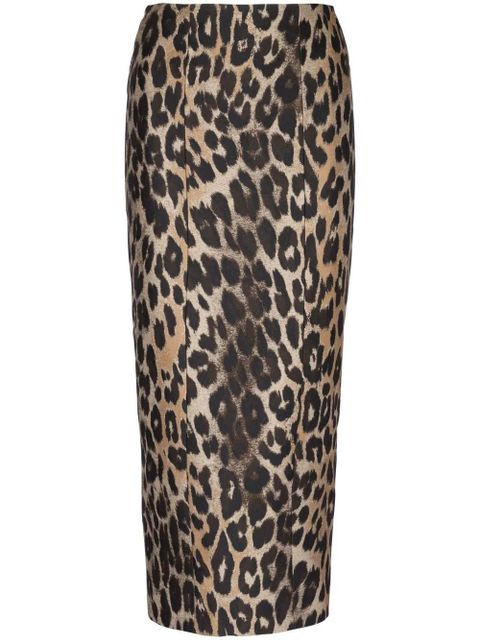 Balmain leopard-print straight skirt - Brown - zdjęcie produktu nr 1