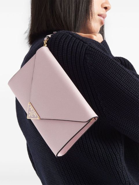 Prada Saffiano leather envelope clutch - Pink