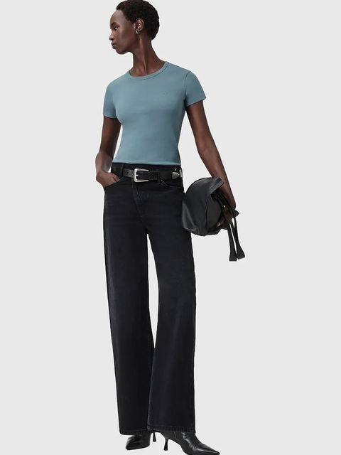 AllSaints t-shirt bawełniany damski kolor niebieski W285JC