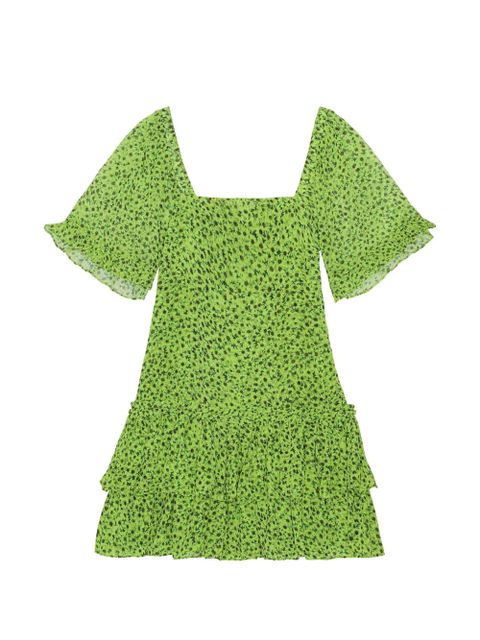 GANNI floral ruffled mini dress - Green - zdjęcie produktu nr 1