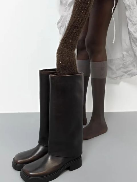 Miista kozaki skórzane Leala damskie kolor czarny na płaskim obcasie E8_3963