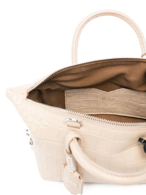 Max Mara Mxaholdalls top-handle croco-effect mini bag - Neutrals
