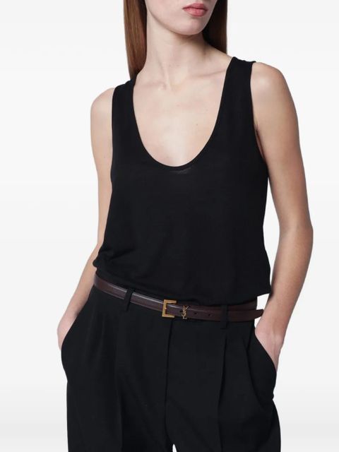 Saint Laurent Cassandre thin leather belt - Brown - zdjęcie produktu nr 2