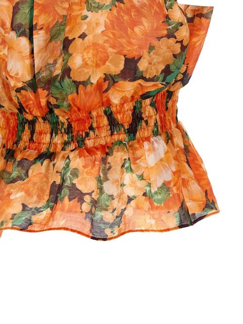 PINKO botanical garden V-neck top - Orange