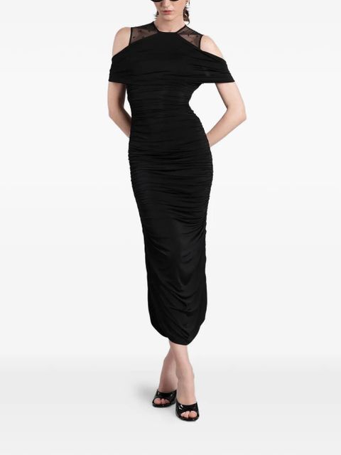 Marine Serre ruched off-shoulder dress - Black - zdjęcie produktu nr 1