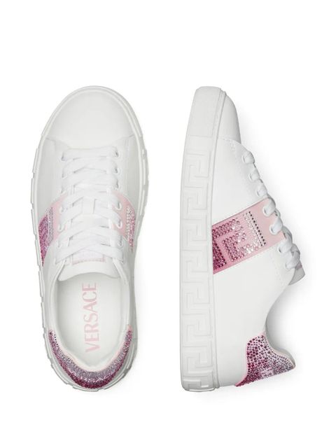 Versace Greca crystal-embellished sneakers - White