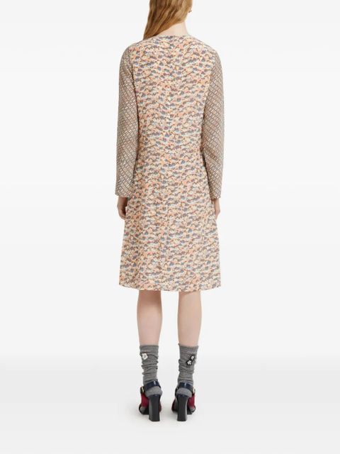 Marni ruffle-detail floral-pattern midi dress - Neutrals