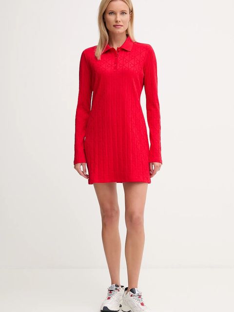 Calvin Klein Jeans sukienka bawełniana kolor czerwony mini rozkloszowana LV047D228G