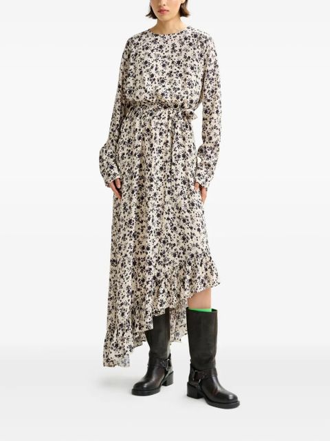 Essentiel Antwerp floral-print ruffled asymmetrical dress - White