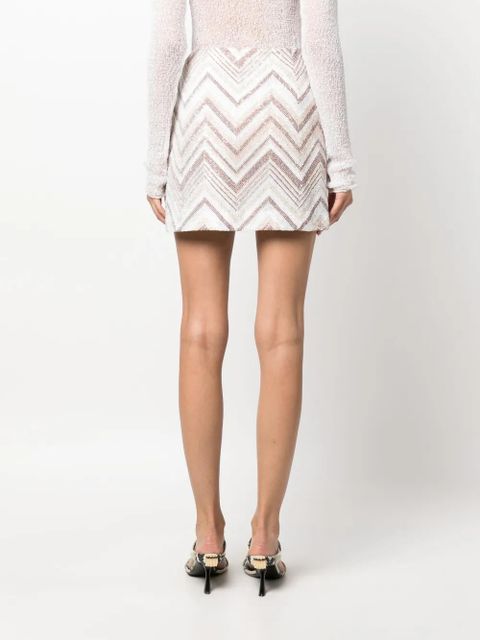 Missoni sequin-embellished zigzag-woven miniskirt - White