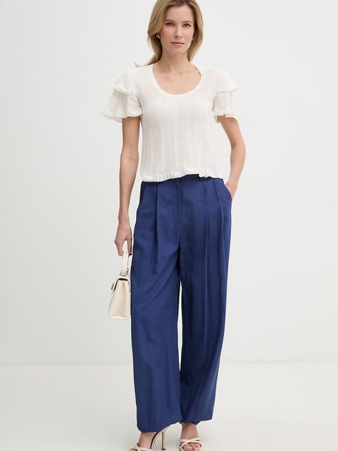 Fracomina spodnie palazzo damskie z dodatkiem lnu - zdjęcie produktu nr 1