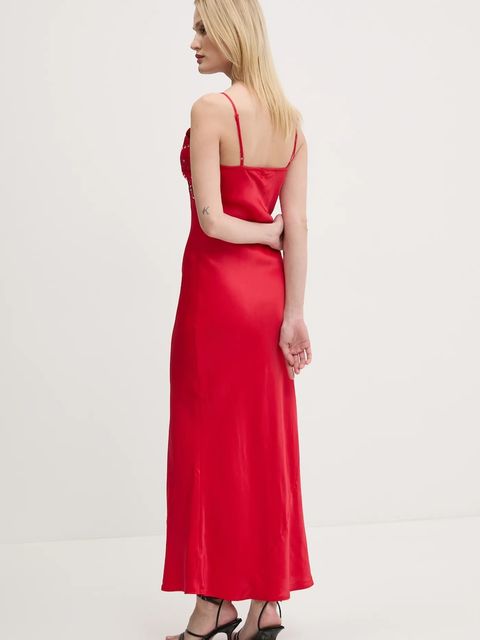 Never Fully Dressed sukienka Gem Rhea kolor czerwony maxi prosta NFDDR1852