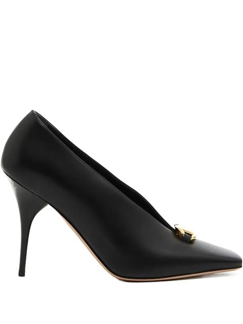 Valentino Garavani 100mm V-cut metal-detail pumps - Black - zdjęcie produktu nr 1