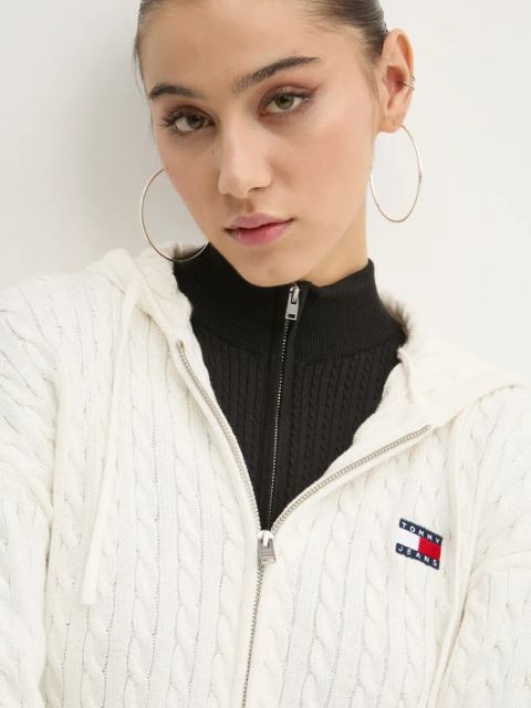 Tommy Jeans sweter bawełniany kolor beżowy DW0DW19334