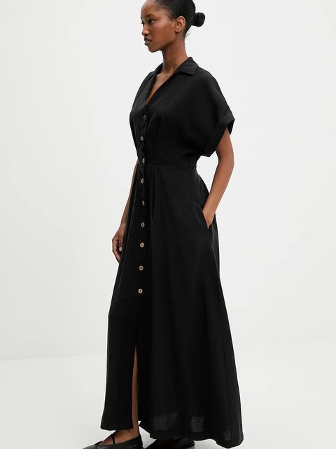 Answear.LAB sukienka kolor czarny maxi rozkloszowana