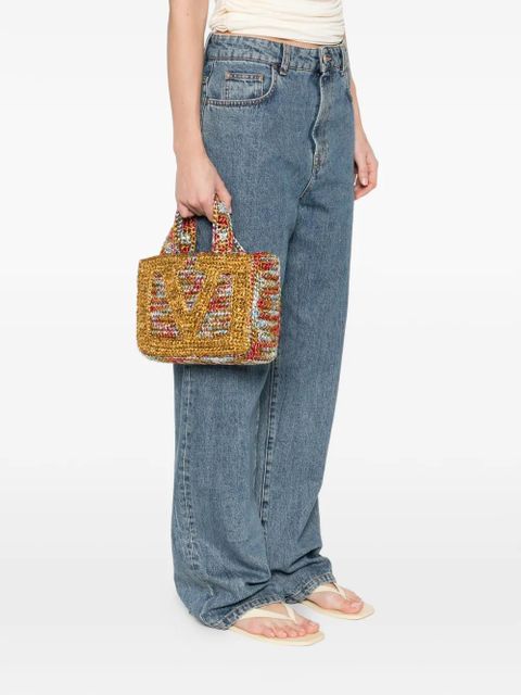 Valentino Garavani woven logo tote bag - Gold