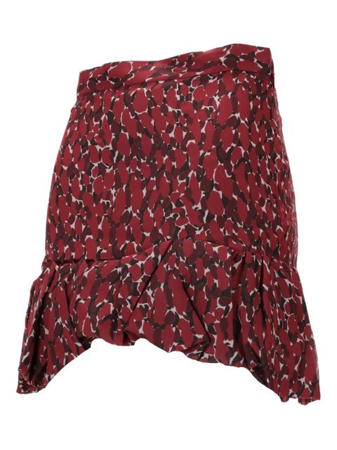 Saint Laurent ruffled abstract-print mini skirt - Red - zdjęcie produktu nr 2