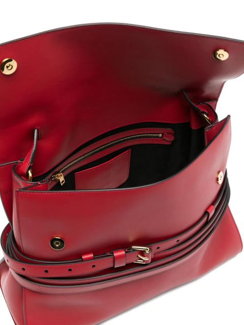 Moschino buckle strap leather tote bag - Red