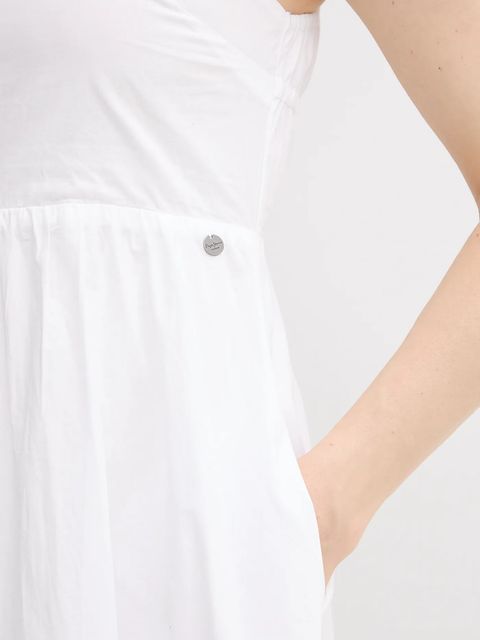 Pepe Jeans sukienka kolor biały midi rozkloszowana PL953749