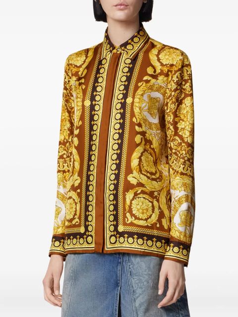 Versace Barocco-print button-up shirt - Yellow