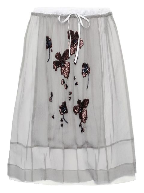 Prada embroidered-floral midi skirt - Grey - zdjęcie produktu nr 1
