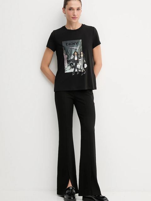 Dkny t-shirt KNIT TOPS damski kolor czarny P5MOHWNA