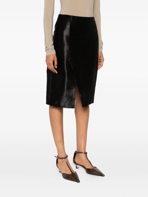 LouLou de Saison side-split calf-hair skirt - Brown