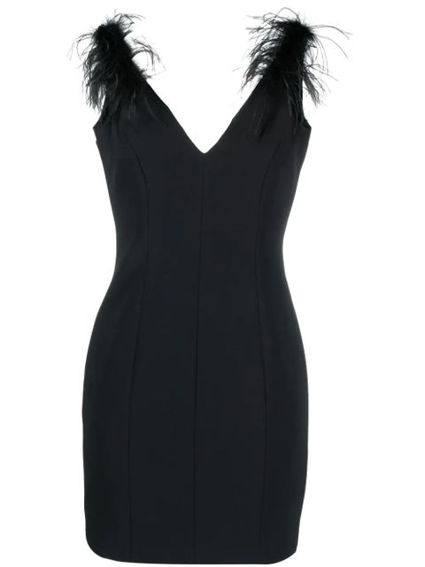 PINKO feather-detailing V-neck dress - Black - zdjęcie produktu nr 1