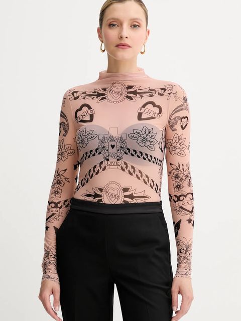 Pinko bluzka damska kolor beżowy wzorzysta 105798 A2VM - zdjęcie produktu nr 1