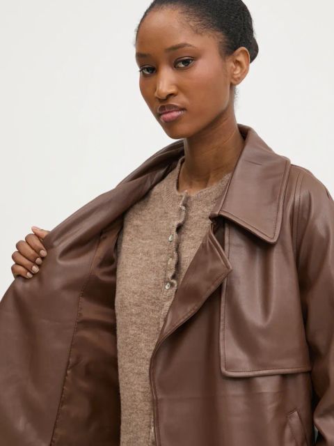 Answear.LAB kurtka damska kolor brązowy przejściowa