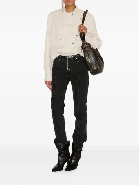 ISABEL MARANT Tess asymmetrical button-detail shirt - Neutrals - zdjęcie produktu nr 2