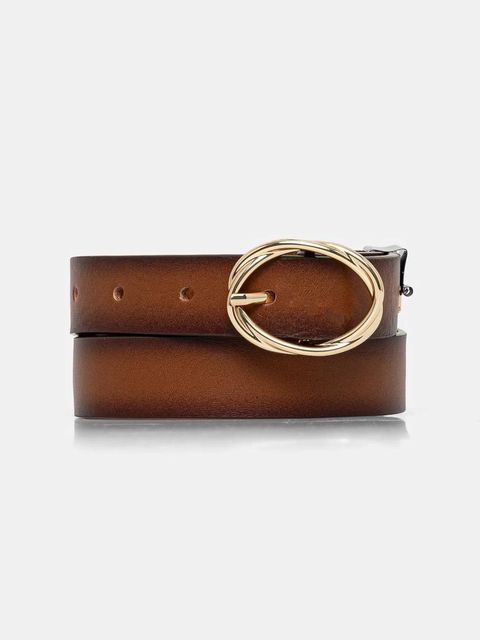 Tommy Hilfiger pasek skórzany damski kolor brązowy AW0AW17252 - zdjęcie produktu nr 1