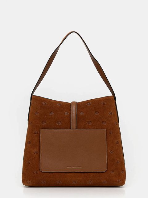 Karl Lagerfeld torebka zamszowa K/AUTOGRAPH kolor brązowy B1W30105