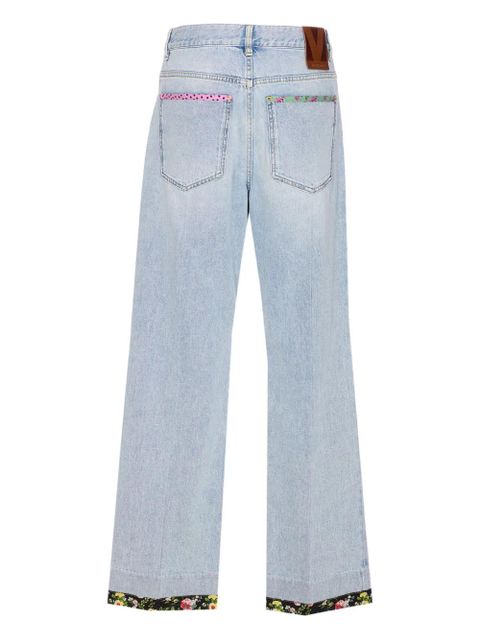 Valentino Garavani floral-hem embroidered jeans - Blue - zdjęcie produktu nr 2
