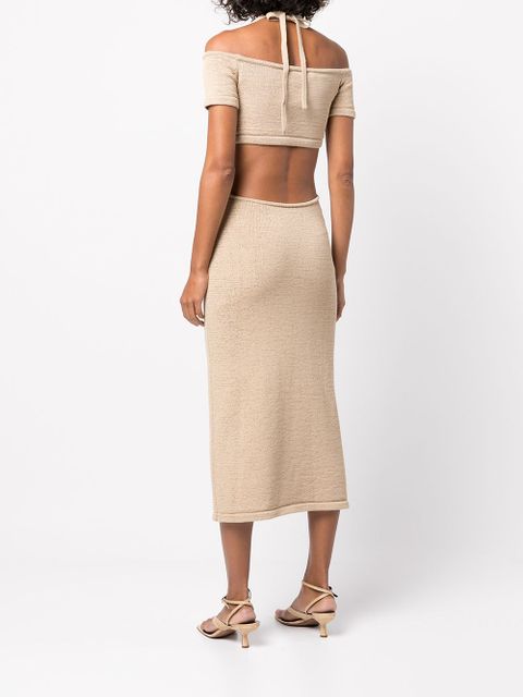 Cult Gaia Alicia knit cold-shoulder dress - Brown