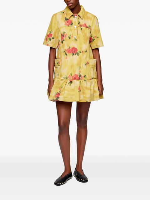 GANNI floral-print pocket mini dress - Yellow - zdjęcie produktu nr 2