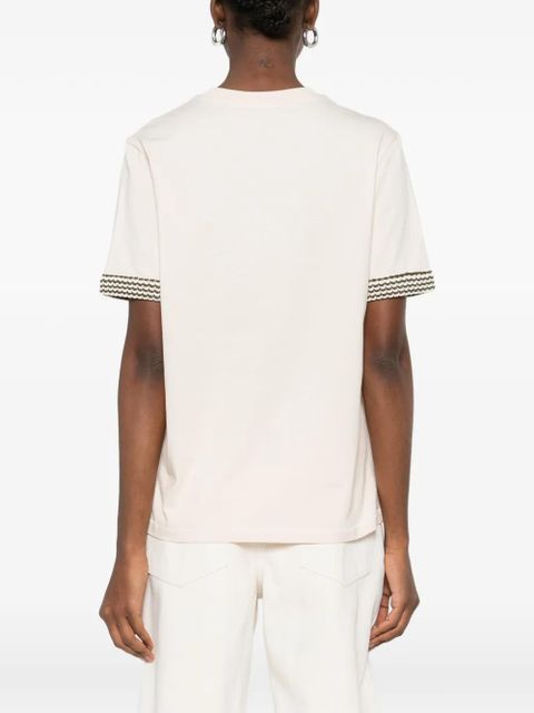 Moncler patterned-sleeve T-shirt - Neutrals