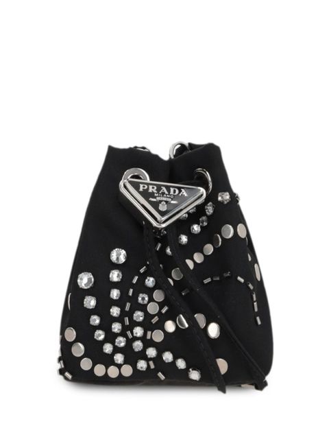 Prada logo-appliqué studded bucket bag - Black - zdjęcie produktu nr 1