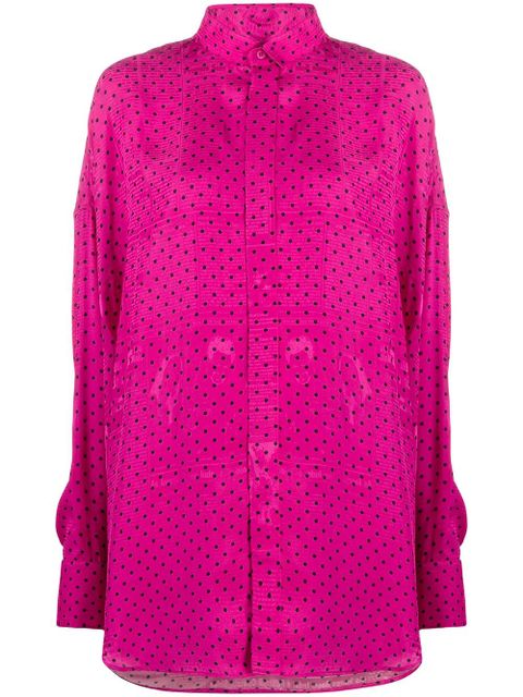 Balenciaga polka dot scarf-detail shirt - Pink - zdjęcie produktu nr 1