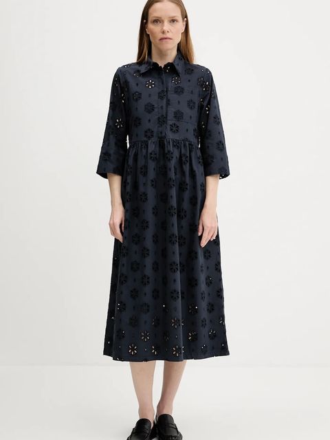 Barbour sukienka bawełniana MELISSA kolor granatowy midi rozkloszowana LDR0896 - zdjęcie produktu nr 1