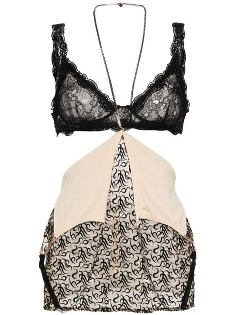 The Attico logo-embroidered tulle top - Black - zdjęcie produktu nr 1