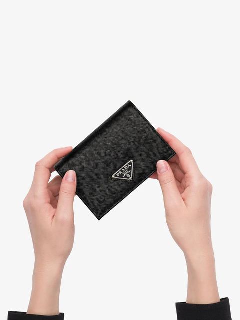 Prada triangle logo rectangle wallet - Black