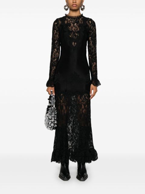 Rabanne floral-lace detail maxi dress - Black